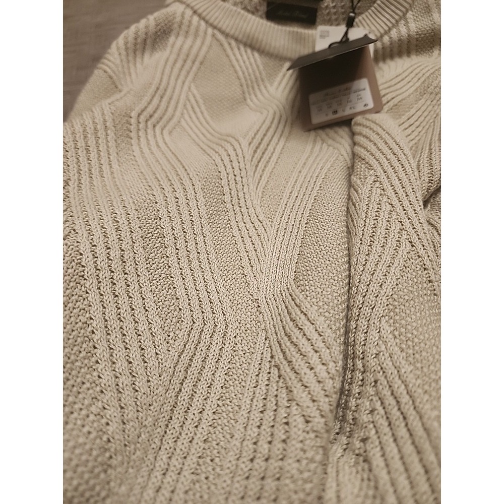 NEW PORTER & ASH Shirt Mens MEDIUM Beige TAUPE Pullover Textured Sweater Modal - Picture 7 of 10